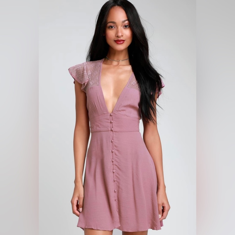 Carolina Mauve Pink Lace Mini Slip Dress